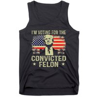IM Voting For The Convicted Felon Funny Retro American Flag Tank Top