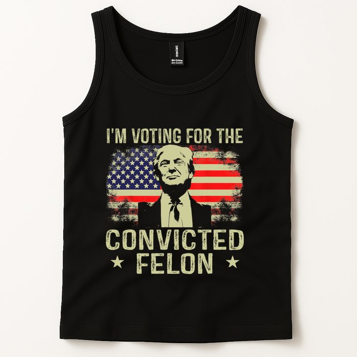 IM Voting For The Convicted Felon Funny Retro American Flag Tank Top