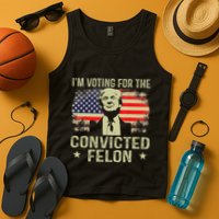 IM Voting For The Convicted Felon Funny Retro American Flag Tank Top