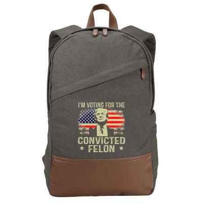 IM Voting For The Convicted Felon Funny Retro American Flag Cotton Canvas Backpack
