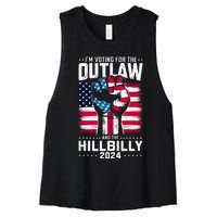 IM Voting For The Outlaw And The Hillbilly 2024 Us Flag Women's Racerback Cropped Tank