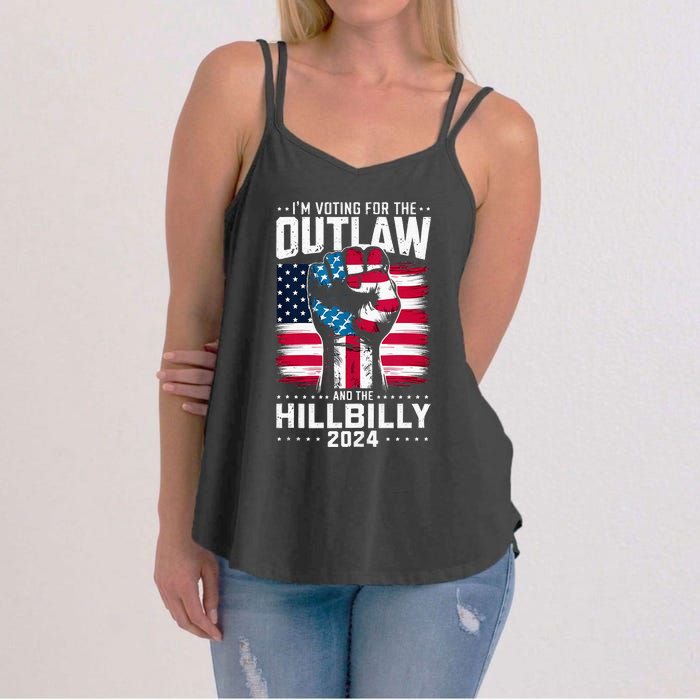 IM Voting For The Outlaw And The Hillbilly 2024 Us Flag Women's Strappy Tank