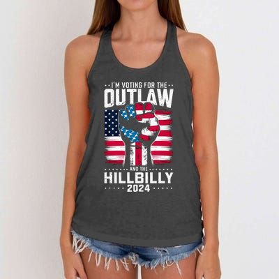 IM Voting For The Outlaw And The Hillbilly 2024 Us Flag Women's Knotted Racerback Tank