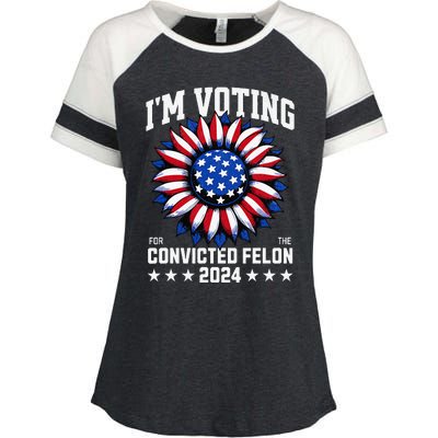 Im Voting For A Felon In 2024 Enza Ladies Jersey Colorblock Tee