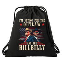 Im Voting For The Outlaw And The Hillbilly Trump Vance 2024 Drawstring Bag