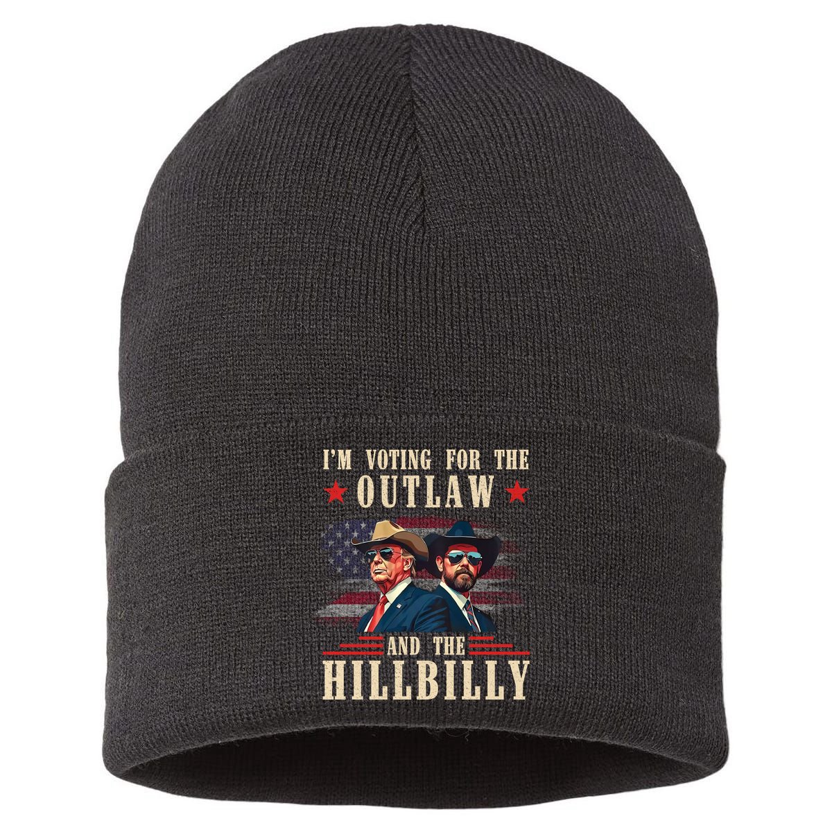 Im Voting For The Outlaw And The Hillbilly Trump Vance 2024 Sustainable Knit Beanie