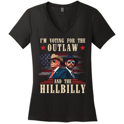 Im Voting For The Outlaw And The Hillbilly Trump Vance 2024 Women's V-Neck T-Shirt