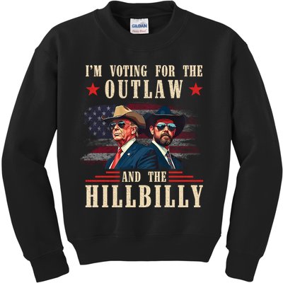 Im Voting For The Outlaw And The Hillbilly Trump Vance 2024 Kids Sweatshirt
