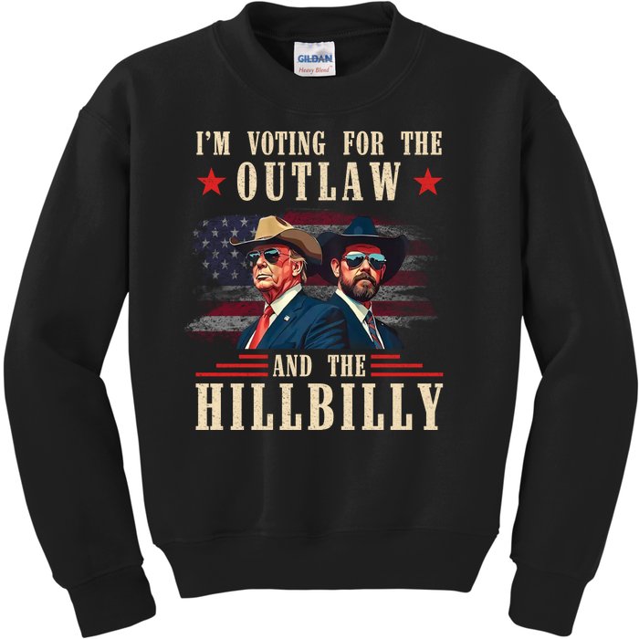 Im Voting For The Outlaw And The Hillbilly Trump Vance 2024 Kids Sweatshirt