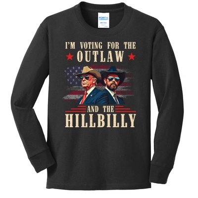 Im Voting For The Outlaw And The Hillbilly Trump Vance 2024 Kids Long Sleeve Shirt