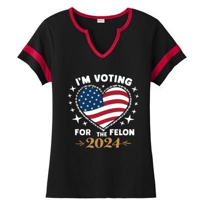 IM Voting For The Felon Trump For President 2024 Ladies Halftime Notch Neck Tee