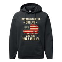 IM Voting For The Outlaw And The Hillbilly 2024 Us Flag Performance Fleece Hoodie