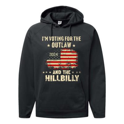 IM Voting For The Outlaw And The Hillbilly 2024 Us Flag Performance Fleece Hoodie