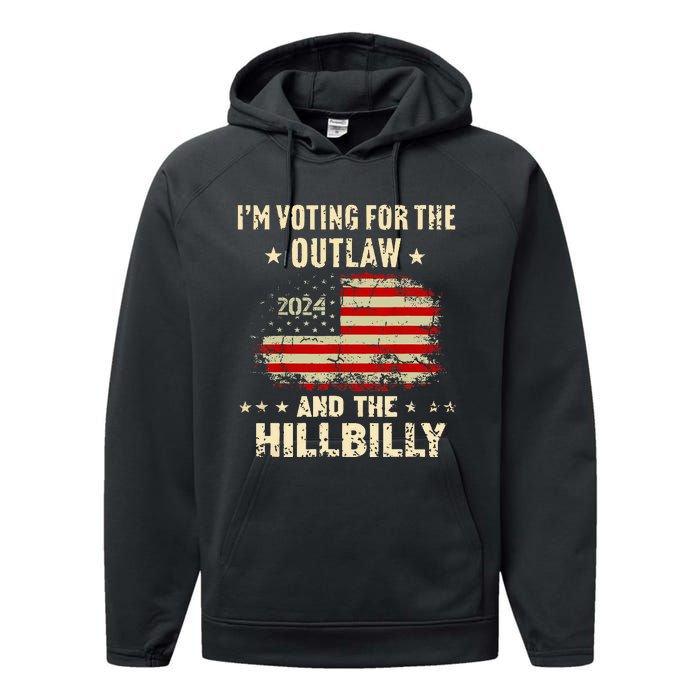 IM Voting For The Outlaw And The Hillbilly 2024 Us Flag Performance Fleece Hoodie