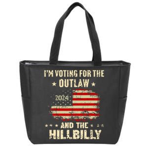 IM Voting For The Outlaw And The Hillbilly 2024 Us Flag Zip Tote Bag