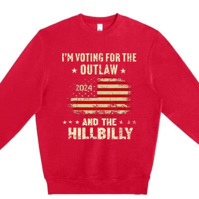 IM Voting For The Outlaw And The Hillbilly 2024 Us Flag Premium Crewneck Sweatshirt