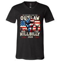 IM Voting For The Outlaw And The Hillbilly 2024 Us Flag V-Neck T-Shirt