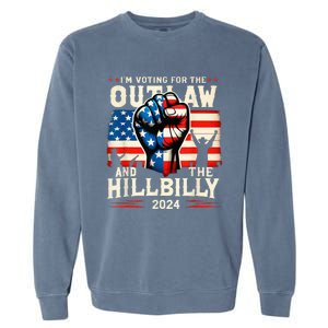 IM Voting For The Outlaw And The Hillbilly 2024 Us Flag Garment-Dyed Sweatshirt