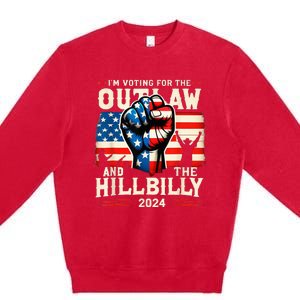 IM Voting For The Outlaw And The Hillbilly 2024 Us Flag Premium Crewneck Sweatshirt