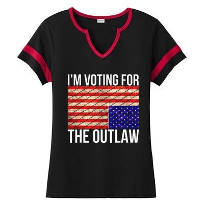 IM Voting For The Outlaw President Ladies Halftime Notch Neck Tee