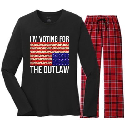 IM Voting For The Outlaw President Women's Long Sleeve Flannel Pajama Set 