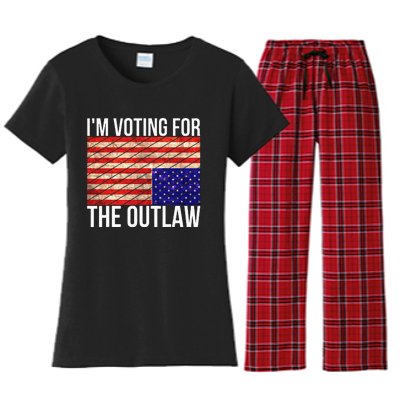 IM Voting For The Outlaw President Women's Flannel Pajama Set