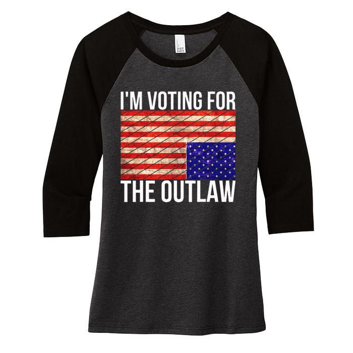 IM Voting For The Outlaw President Women's Tri-Blend 3/4-Sleeve Raglan Shirt