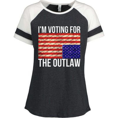 IM Voting For The Outlaw President Enza Ladies Jersey Colorblock Tee