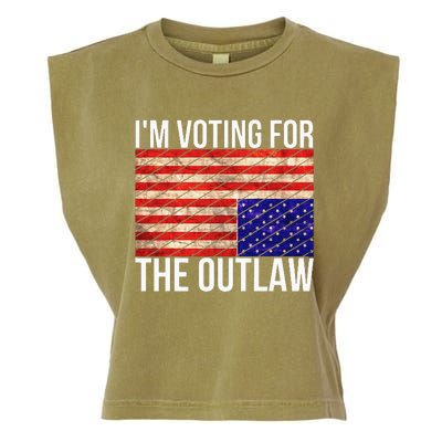 IM Voting For The Outlaw President Garment-Dyed Women's Muscle Tee