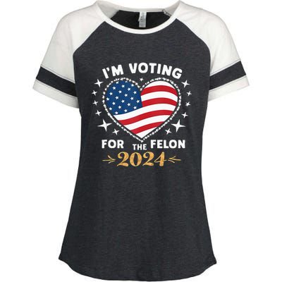 Im Vote For Convicted Felon America Women 2030 Enza Ladies Jersey Colorblock Tee