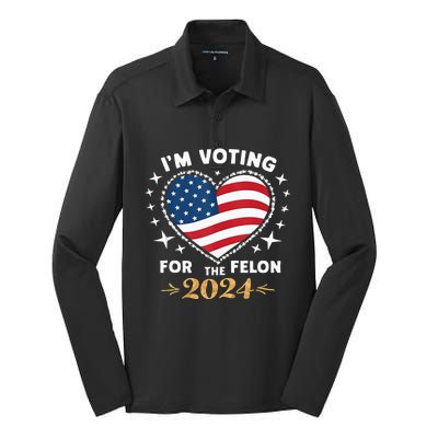 IM Vote For Convicted Felon America Silk Touch Performance Long Sleeve Polo