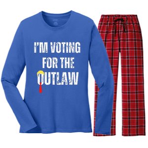 IM Voting For The Outlaw 2024 Women's Long Sleeve Flannel Pajama Set 