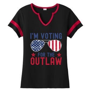 IM Voting For The Outlaw Meaningful Gift Fourth Of July Trump 2031 Meaningful G Ladies Halftime Notch Neck Tee