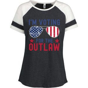 IM Voting For The Outlaw Meaningful Gift Fourth Of July Trump 2031 Meaningful G Enza Ladies Jersey Colorblock Tee