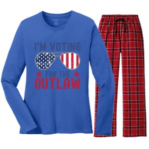 IM Voting For The Outlaw Meaningful Gift Fourth Of July Trump 2031 Meaningful G Women's Long Sleeve Flannel Pajama Set 