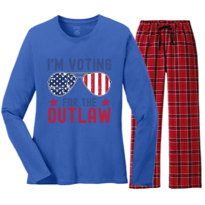 IM Voting For The Outlaw Meaningful Gift Fourth Of July Trump 2031 Meaningful G Women's Long Sleeve Flannel Pajama Set 