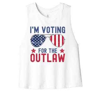 IM Voting For The Outlaw Meaningful Gift Fourth Of July Trump 2031 Meaningful G Women's Racerback Cropped Tank