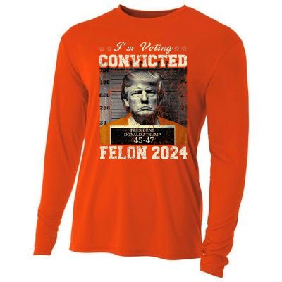 IM Voting For The Convicted Fellon 2024 Us Flag Pro Trump Cooling Performance Long Sleeve Crew