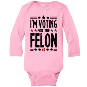 IM Voting For The Felon 47 Baby Long Sleeve Bodysuit