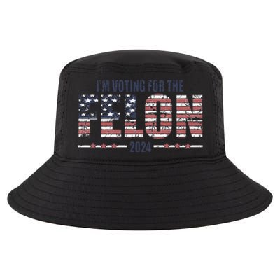 IM Voting For The Felon Trucker Hat Political Humor 2024 Election American Fl Cool Comfort Performance Bucket Hat