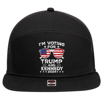 IM Voting For Trump And Kennedy 2024 7 Panel Mesh Trucker Snapback Hat