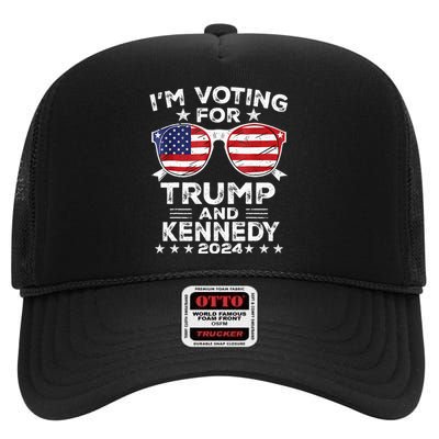 IM Voting For Trump And Kennedy 2024 High Crown Mesh Back Trucker Hat