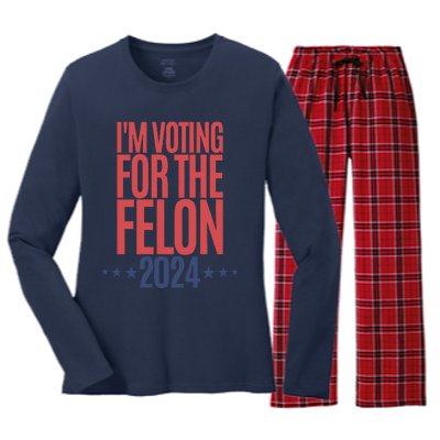 IM Voting For The Felon Women's Long Sleeve Flannel Pajama Set 