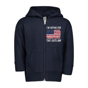 IM Voting For The Outlaw 2024 Teewo Funny Usa Flag Toddler Zip Fleece Hoodie