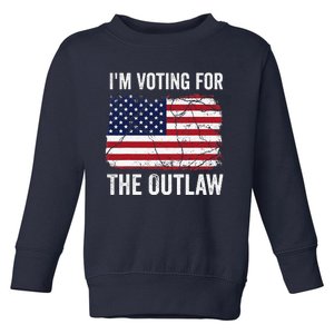 IM Voting For The Outlaw 2024 Teewo Funny Usa Flag Toddler Sweatshirt