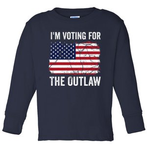 IM Voting For The Outlaw 2024 Teewo Funny Usa Flag Toddler Long Sleeve Shirt