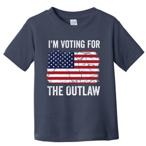 IM Voting For The Outlaw 2024 Teewo Funny Usa Flag Toddler T-Shirt