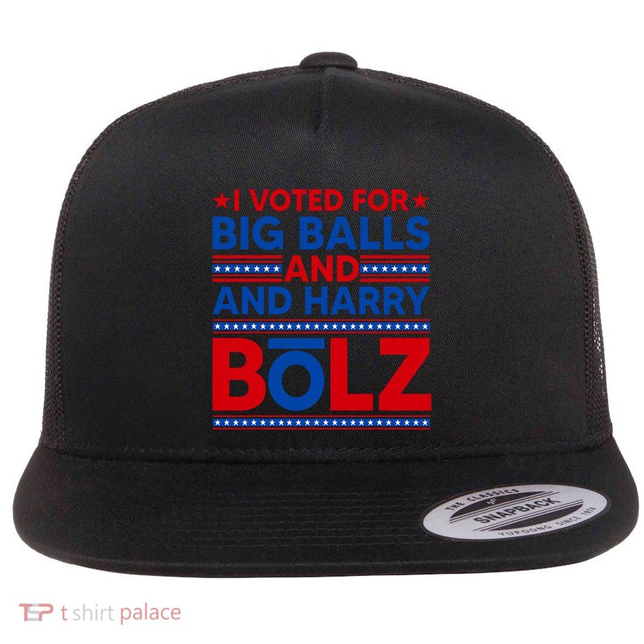 I Vote For Big Balls & Harry Bolz Funny Saying Internet Meme Flat Bill Trucker Hat