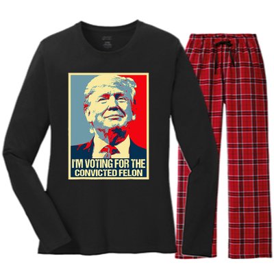 IM Voting For The Convicted Felon Women's Long Sleeve Flannel Pajama Set 