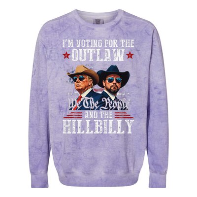 IM Voting For The Outlaw And The Hillbilly Trump Vance 2024 Colorblast Crewneck Sweatshirt